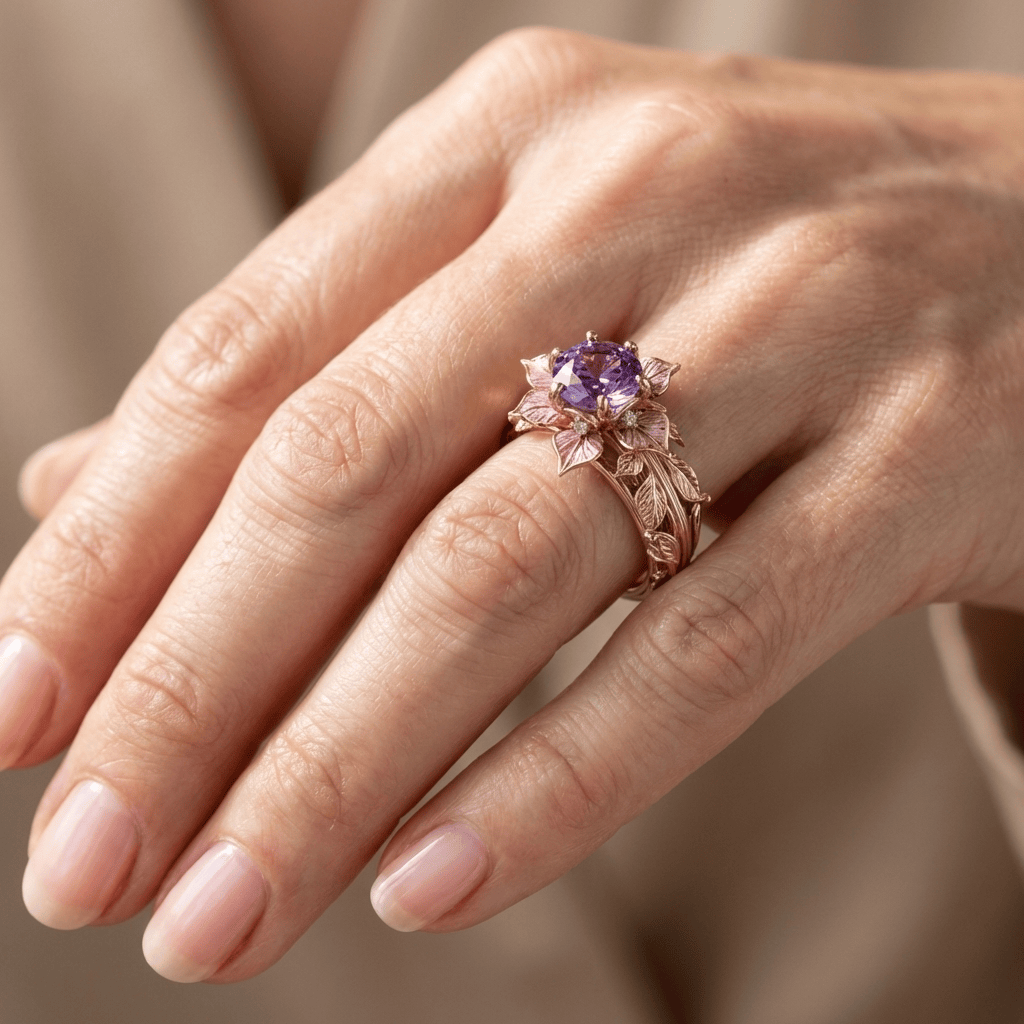 Gold Purple Flora Ring by Rose & Oliver - product image 2