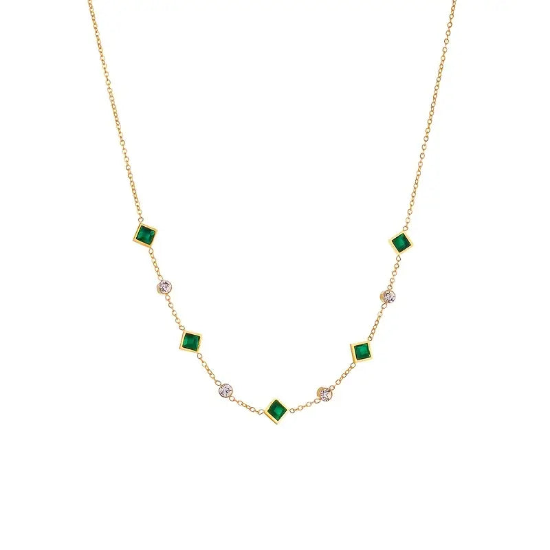 Gold Emerald Geometric Station Necklace by Rose & Oliver - product image 3
