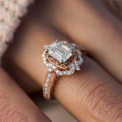 Rectangle Diamond Halo Ring by Rose & Oliver - product image 2