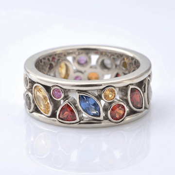 Silver Multi Stone Rainbow Ring by Rose & Oliver - product image 1