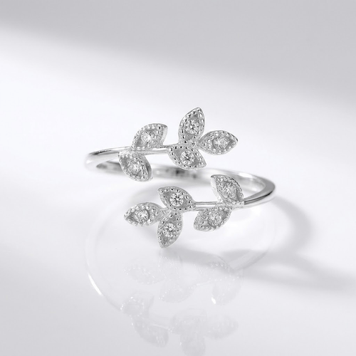 Silver Zirconia Leaf Wrap - (Adjustable) by Rose & Oliver - product image 1