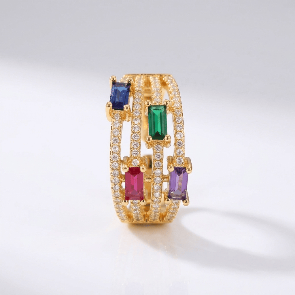 Gold Colorful Gemstone Ring - (Adjustable) by Rose & Oliver - product image 1