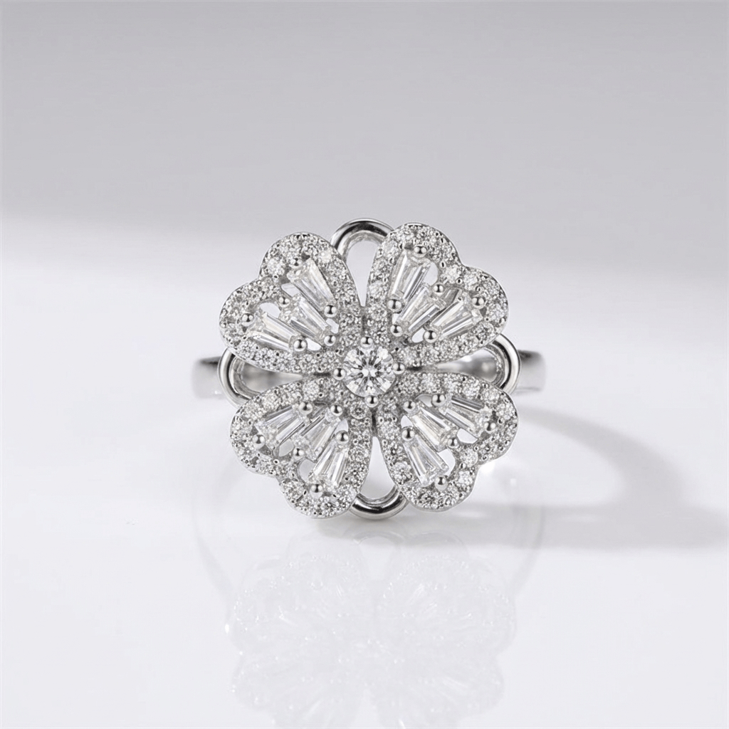Baguette Zirconia Rotating Flower Ring - (Adjustable) by Rose & Oliver - product image 3