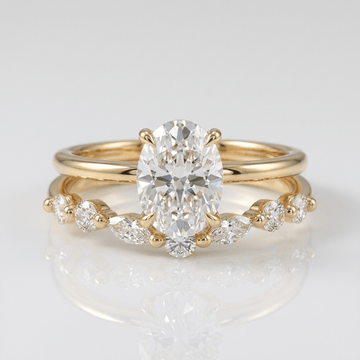Gold Oval Diamond Marquise Band Set by Rose & Oliver - product image 1