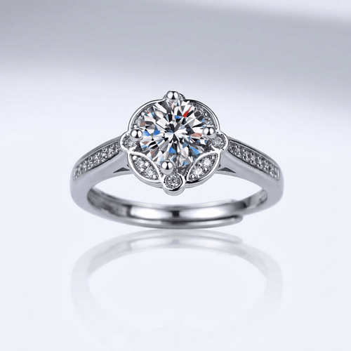 Silver Diamond Bloom Ring - (Adjustable) by Rose & Oliver - product image 1