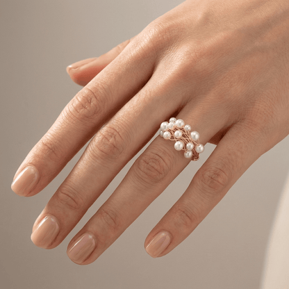 Gold Pearl Cluster Bangle Ring - (Adjustable) by Rose & Oliver - product image 2