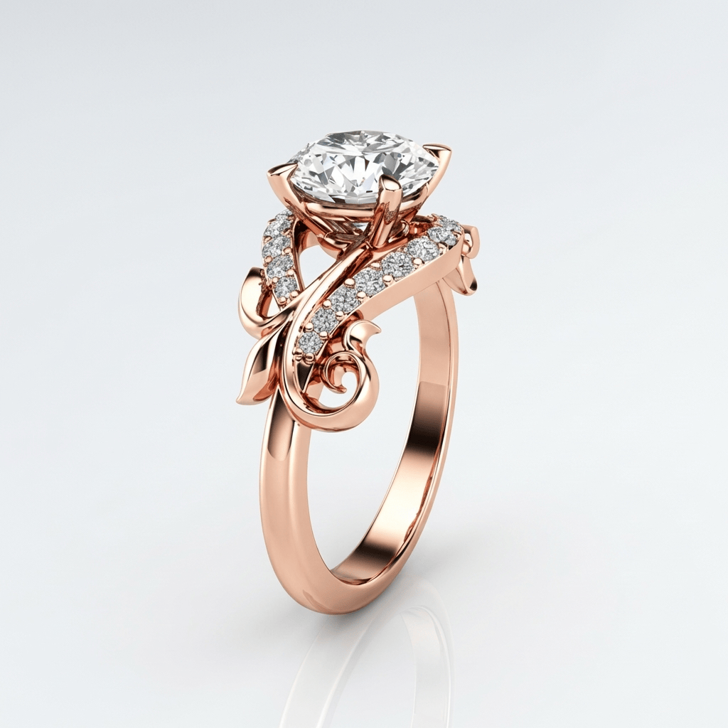 Rose Gold Zirconia Graceful Vine Ring by Rose & Oliver - product image 3