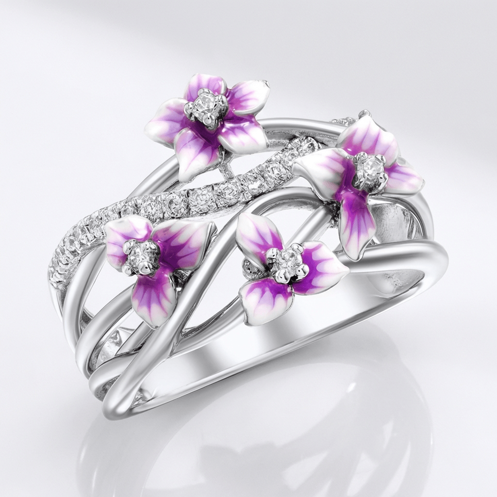 Silver Purple Blossom Garden Ring by Rose & Oliver - product image 1