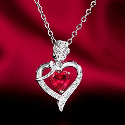 Silver Ruby Heart Pendant Necklace by Rose & Oliver - product image 4