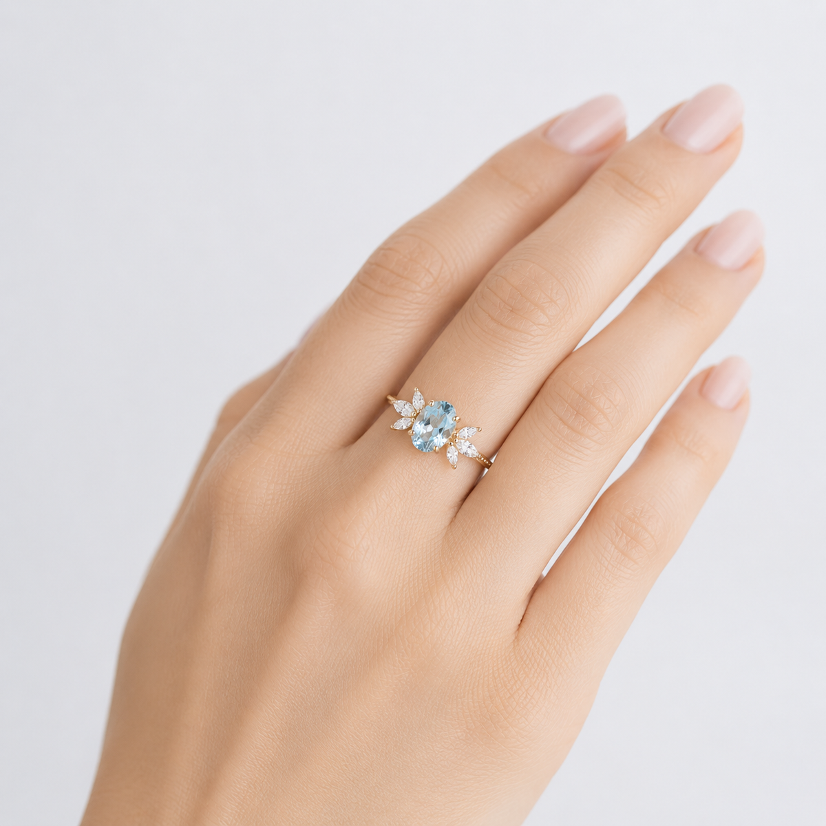 Gold Aquamarine Marquise Ring by Rose & Oliver - product image 2