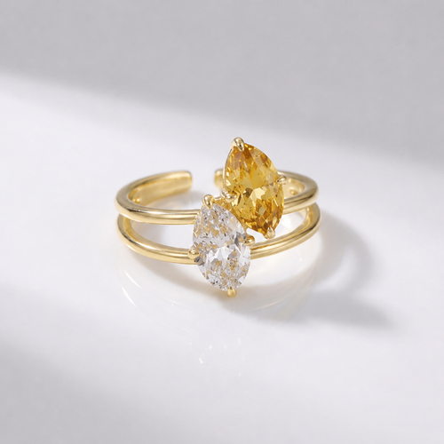 Gold Diamond Split Band Ring - (Adjustable) by Rose & Oliver - product image 1