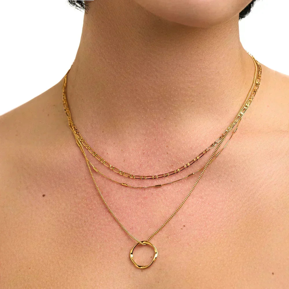 Circa™ | Gold Open Circle Three Row Necklace by Rose & Oliver - product image 4
