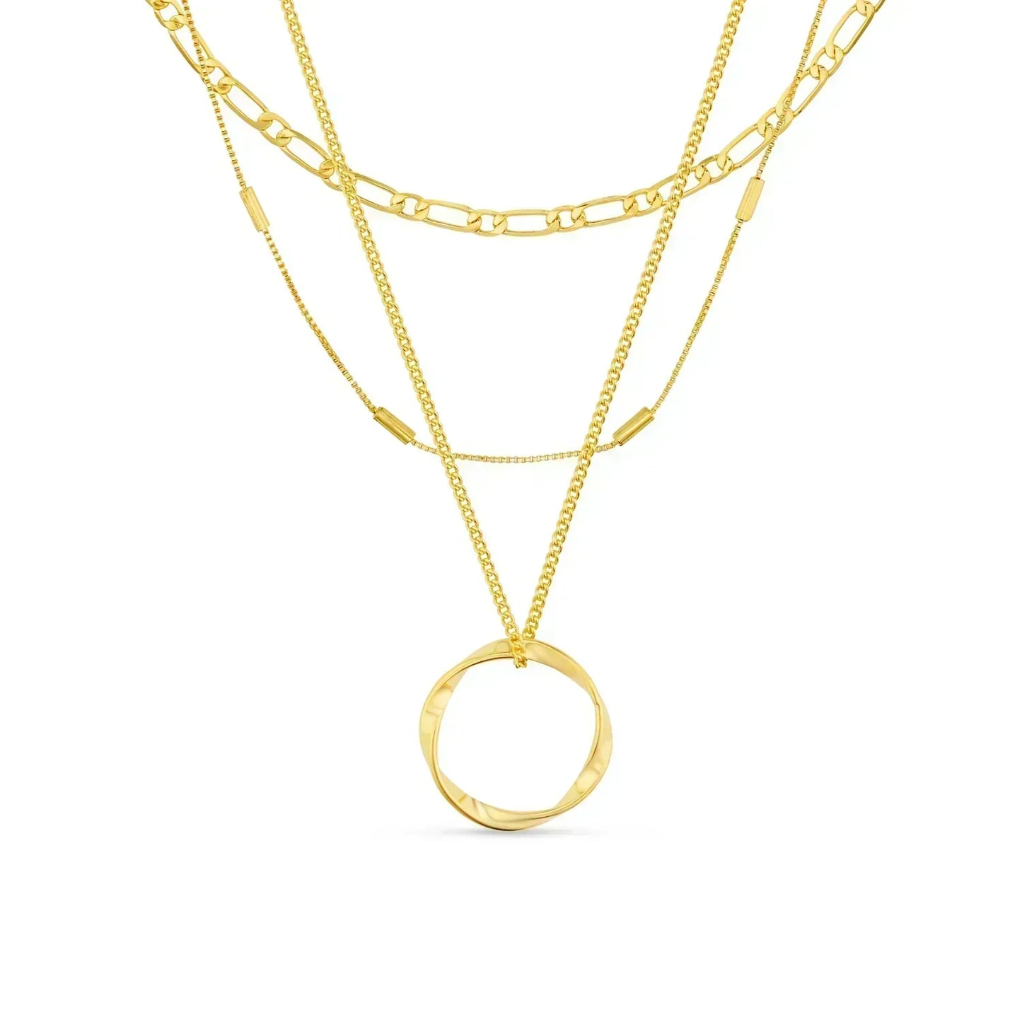 Circa™ | Gold Open Circle Three Row Necklace by Rose & Oliver - product image 1