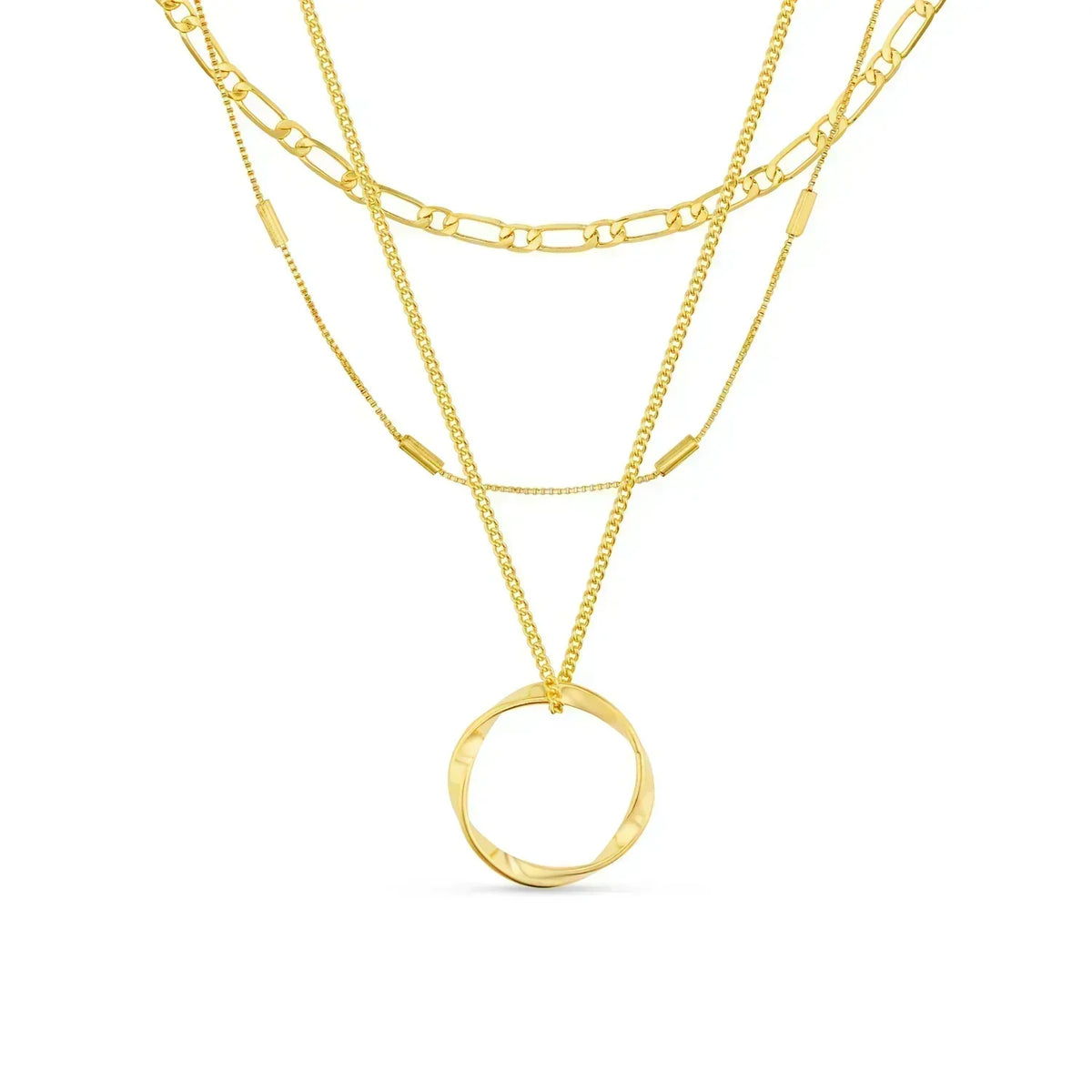 Circa™ | Gold Open Circle Three Row Necklace by Rose & Oliver - product image 1
