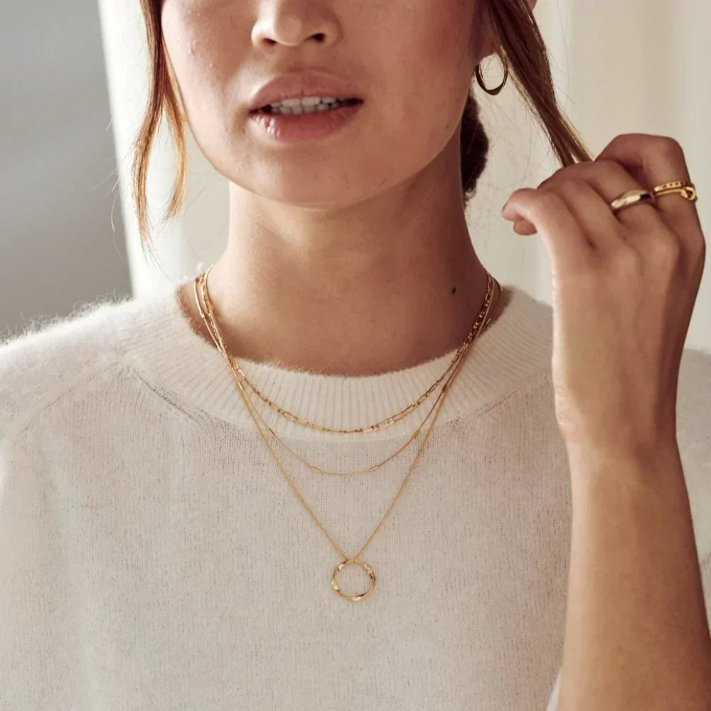 Circa™ | Gold Open Circle Three Row Necklace by Rose & Oliver - product image 7
