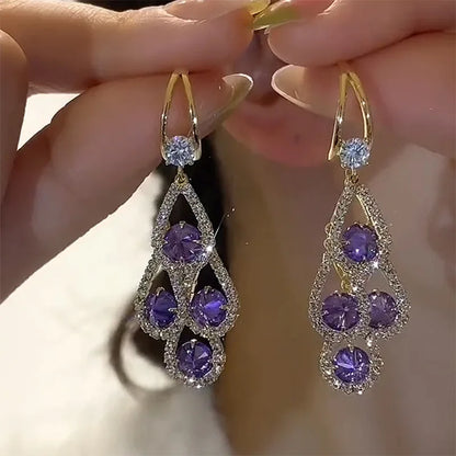 Purple Crystal Drop Earrings by Rose & Oliver - product image 6
