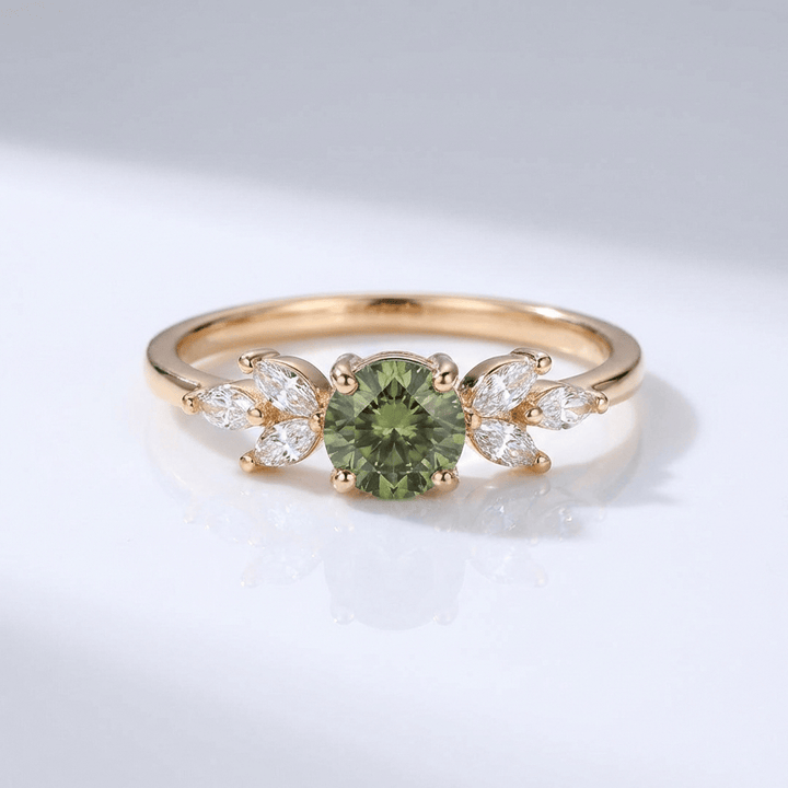 Green Peridot Gold Dainty Leaf Ring by Rose & Oliver - product image 1
