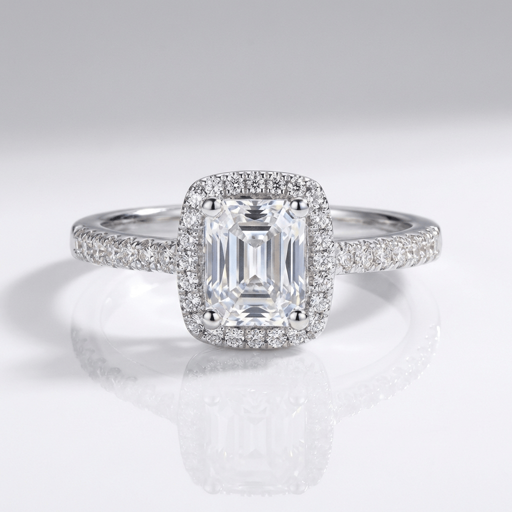 Emerald Cut Zirconia Silver Halo Ring by Rose & Oliver - product image 1