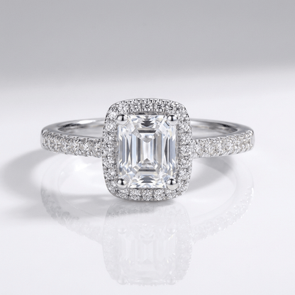 Emerald Cut Zirconia Silver Halo Ring by Rose & Oliver - product image 1