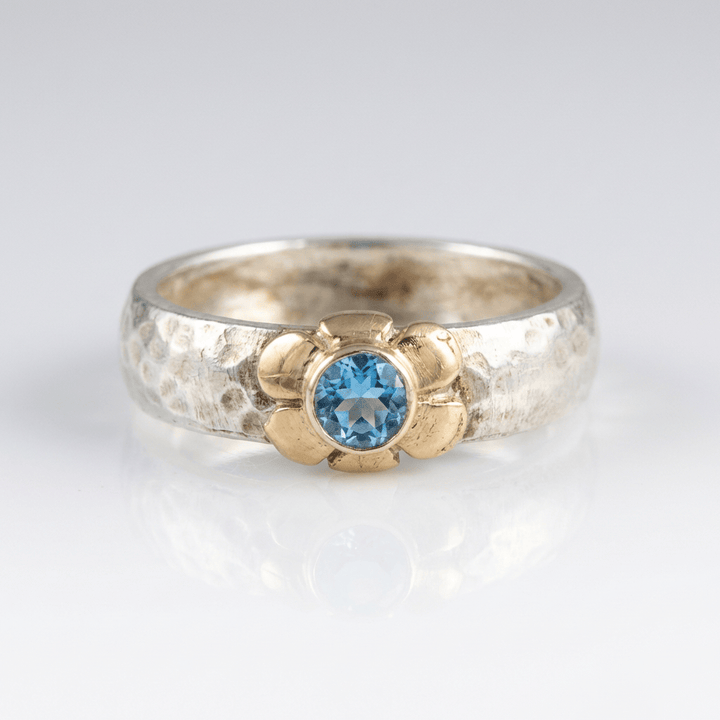 Handmade Silver Two Tone Blue Topaz Ring by Rose & Oliver - product image 1