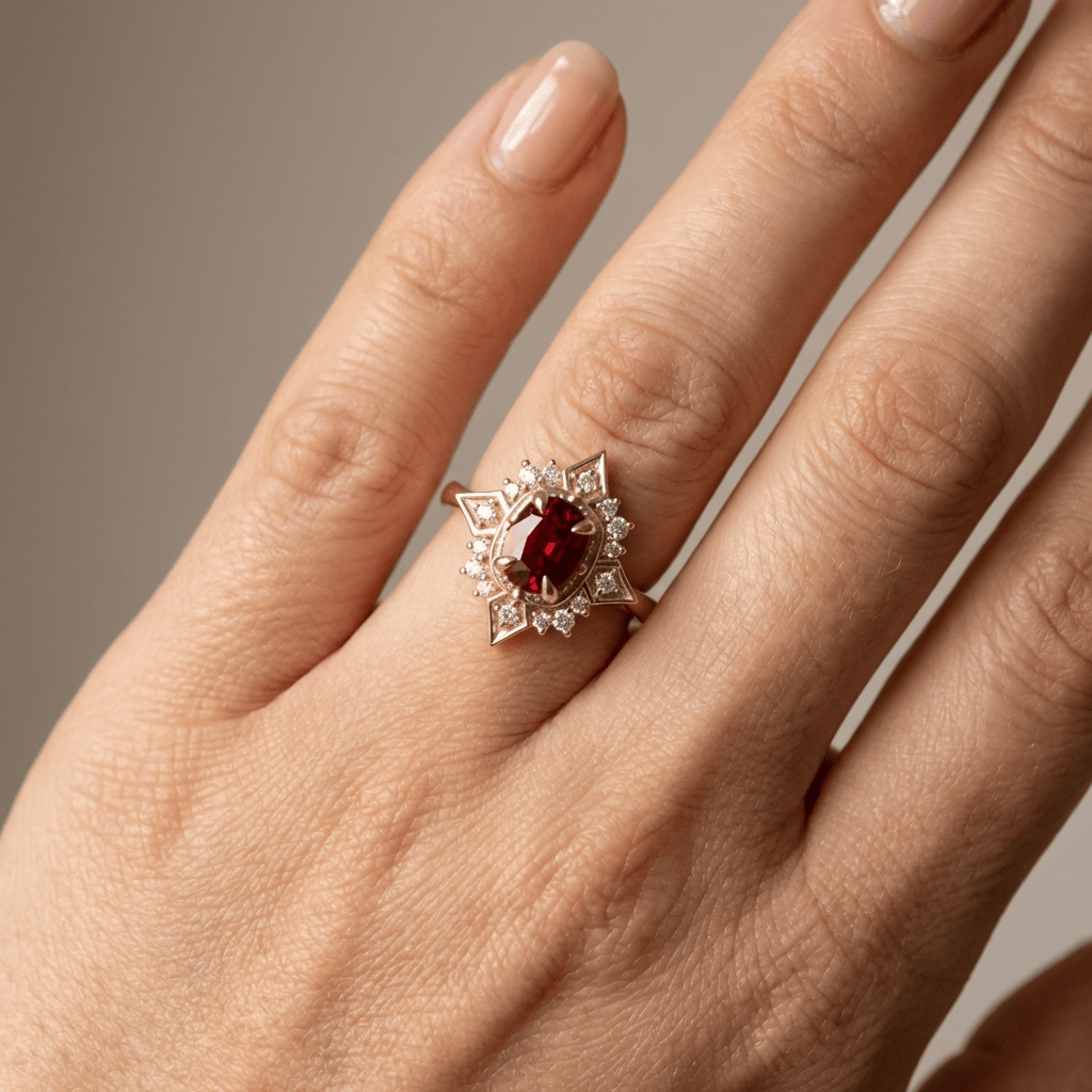 Gold Ruby Diamond Vintage Ring by Rose & Oliver - product image 2