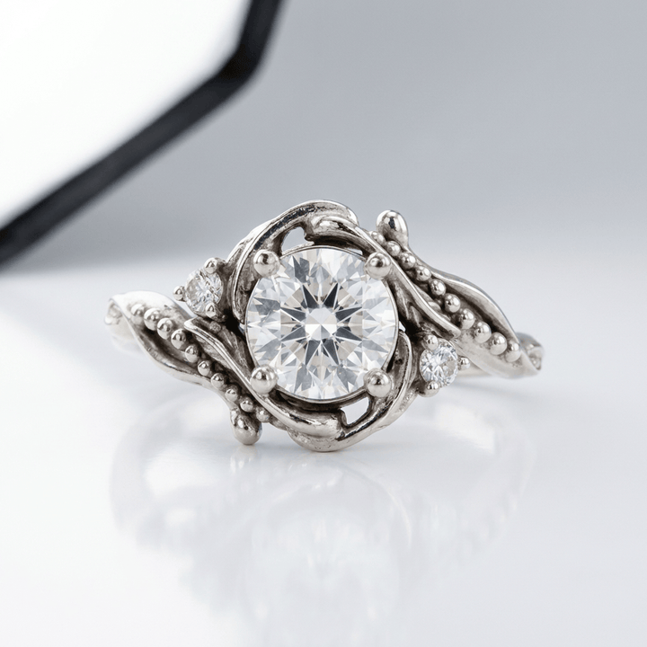 Silver Diamond Ornate Vintage Ring by Rose & Oliver - product image 1